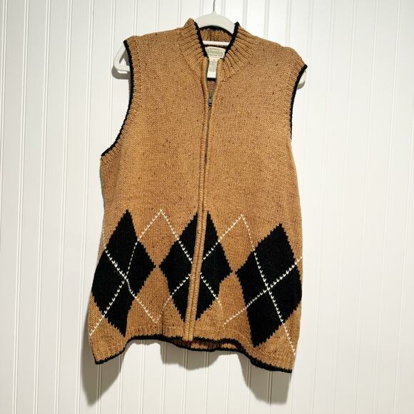 St. John's Bay Sweaters - St Johns Bay Wool Argyle Sweater Vest Zip Front Womens 1X